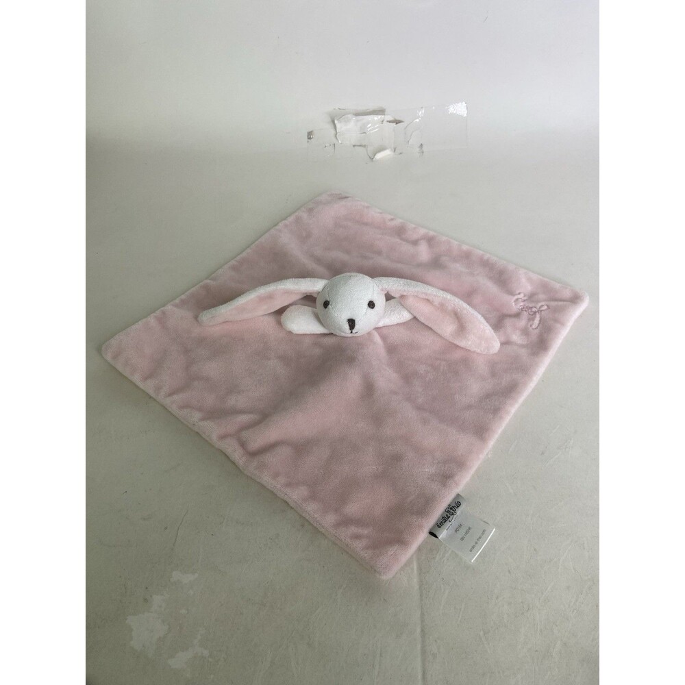 Emilie & Theo of France Pink White Bunny Rabbit Lovey Plush Security Blanket